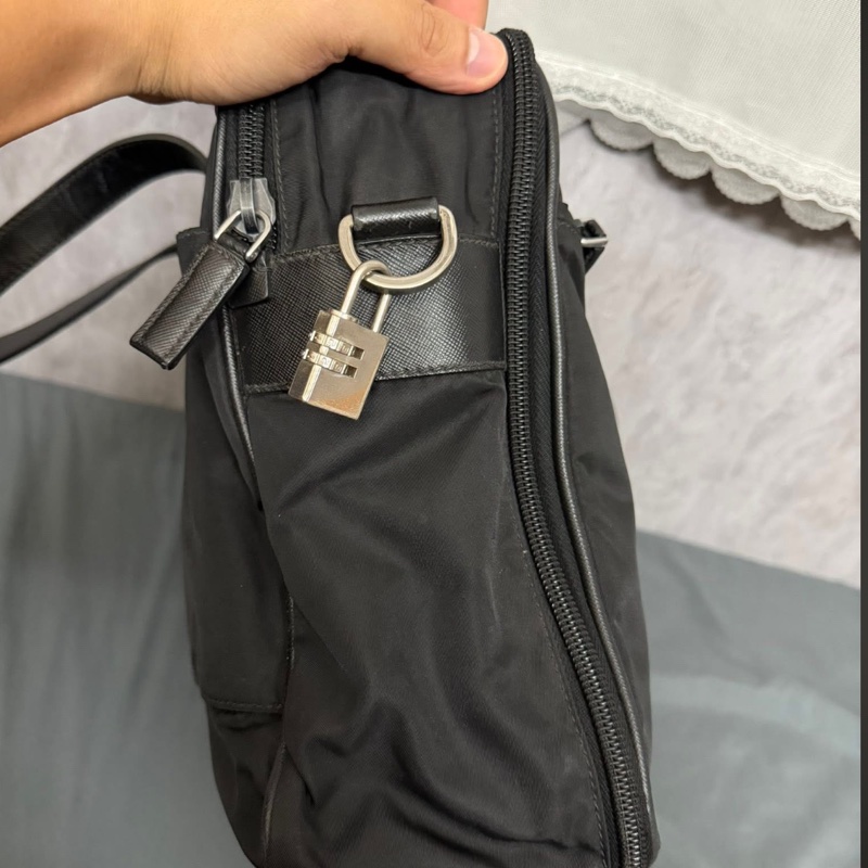 Prada男士黑色尼龍電腦包公事包-2