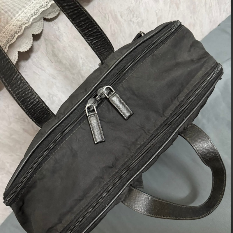 Prada男士黑色尼龍電腦包公事包-4