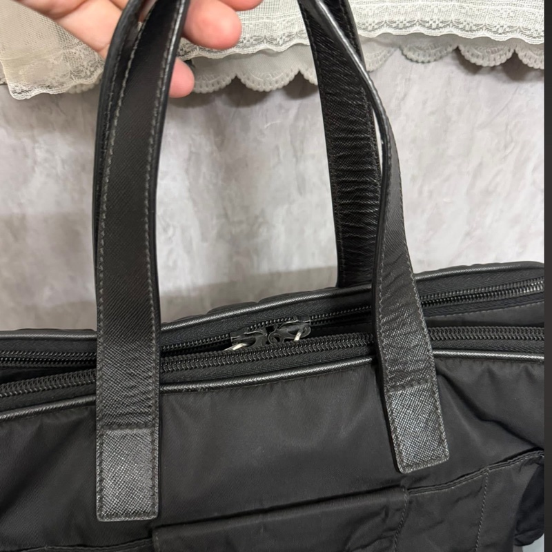 Prada男士黑色尼龍電腦包公事包-6