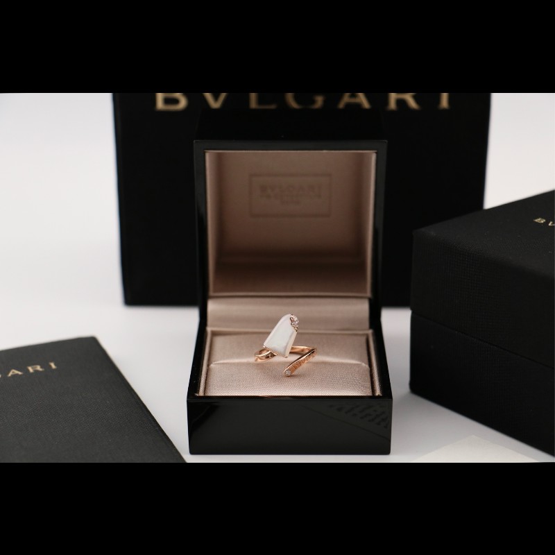BVLGARI 玫瑰金 白貝母 冰淇淋 戒指 50碼-0