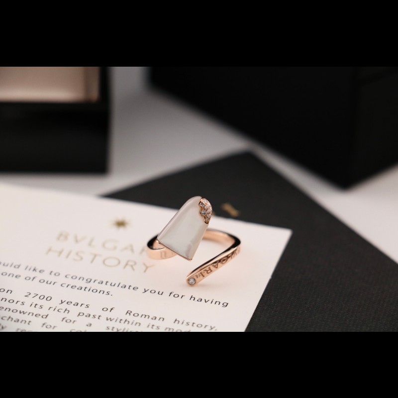 BVLGARI 玫瑰金 白貝母 冰淇淋 戒指 50碼-2