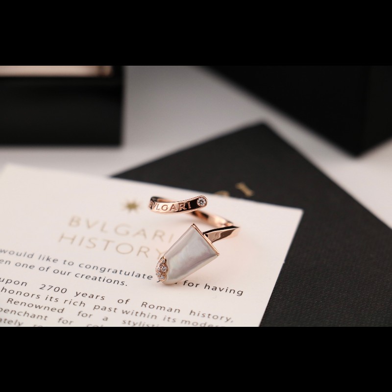 BVLGARI 玫瑰金 白貝母 冰淇淋 戒指 50碼-3