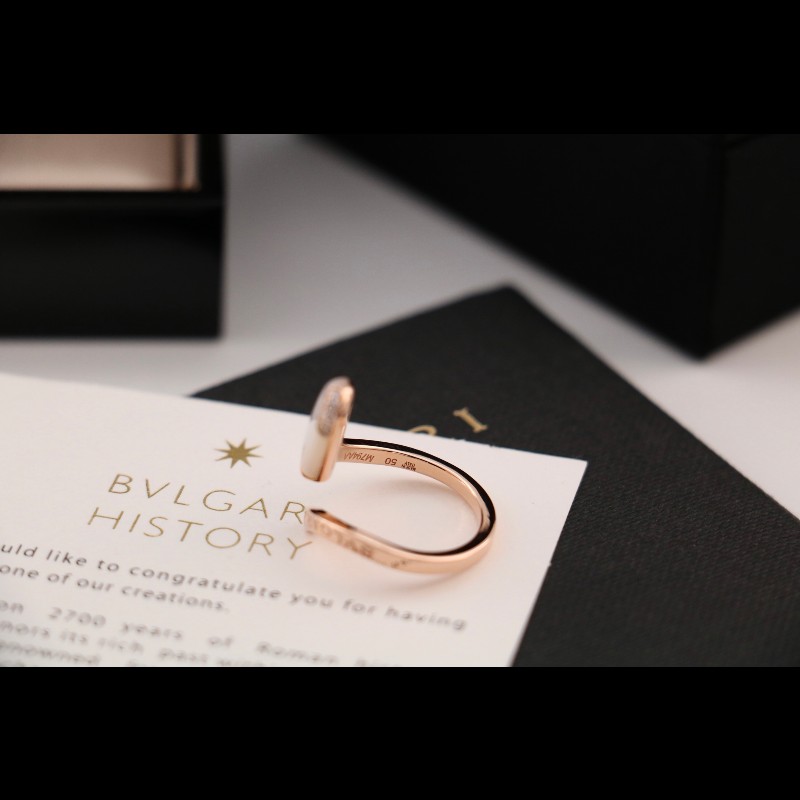 BVLGARI 玫瑰金 白貝母 冰淇淋 戒指 50碼-4