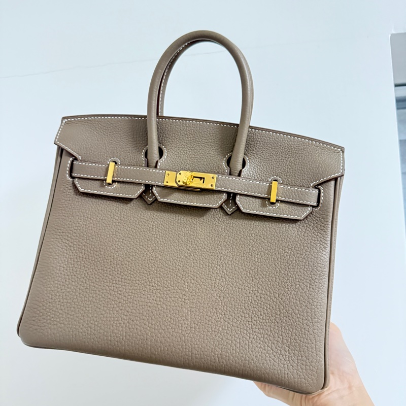 HERMES 愛馬仕 經典 大象灰18 Etoupe Togo牛皮配金扣 Birkin 25 cm 柏金包 B刻2024年購入-0