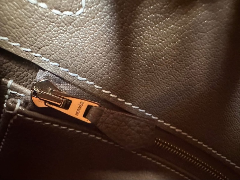 HERMES 愛馬仕 經典 大象灰18 Etoupe Togo牛皮配金扣 Birkin 25 cm 柏金包 B刻2024年購入-17