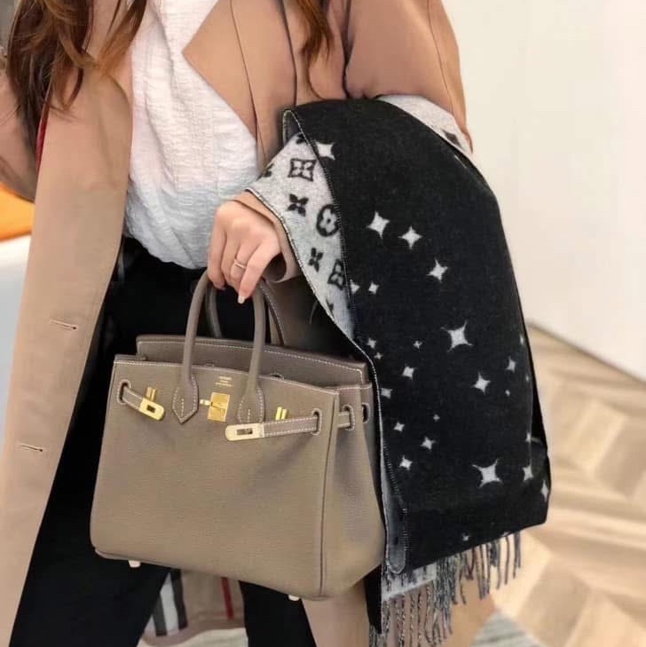 HERMES 愛馬仕 經典 大象灰18 Etoupe Togo牛皮配金扣 Birkin 25 cm 柏金包 B刻2024年購入-21