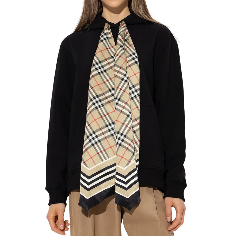 Burberry Scarf Detail Cotton Oversized Hoodie for Women in Black - 8066972-Black ( Size: S / M / L )-2
