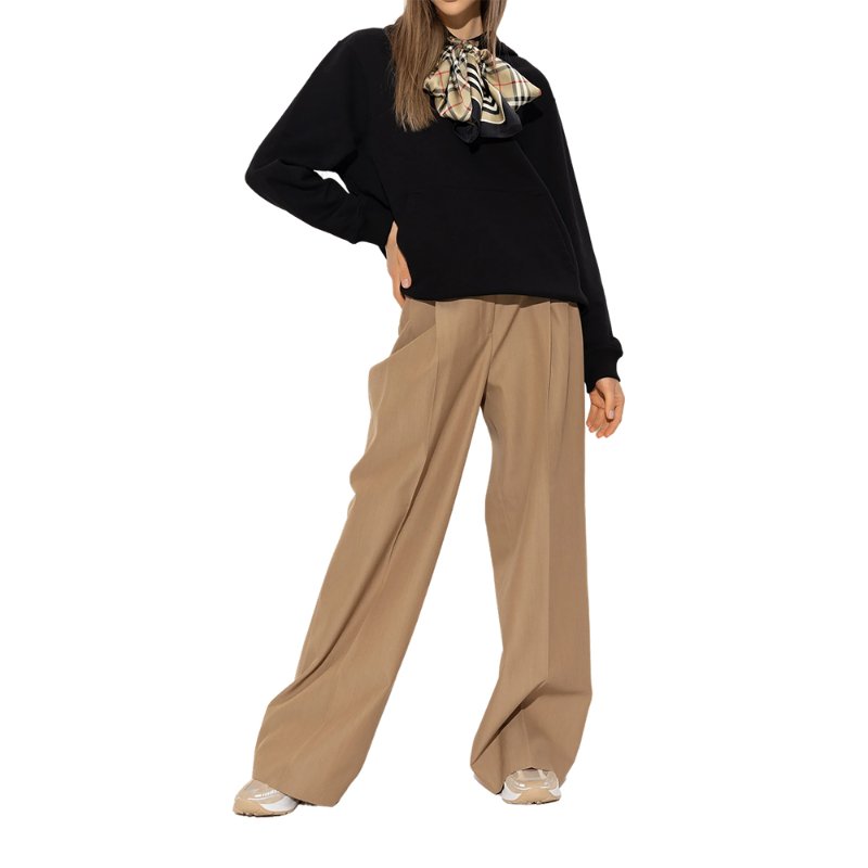 Burberry Scarf Detail Cotton Oversized Hoodie for Women in Black - 8066972-Black ( Size: S / M / L )-3