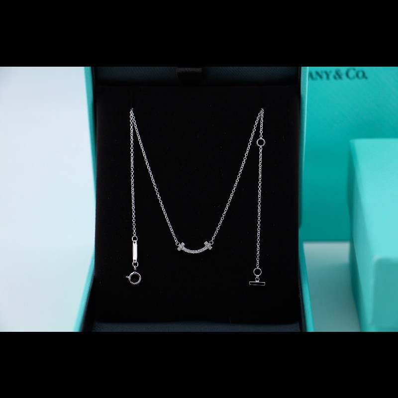Tiffany 白金mini滿鑽小u項鍊-2