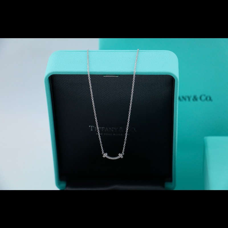 Tiffany 白金mini滿鑽小u項鍊-4