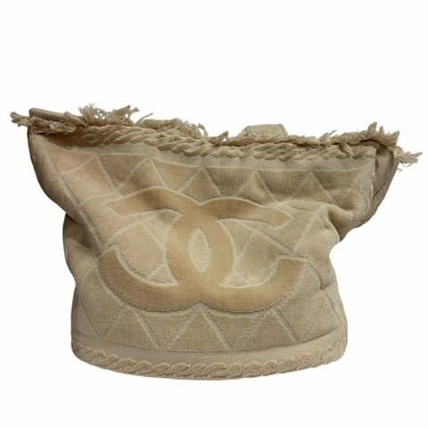 【美收精品】CHANEL 粉白毛巾包組 4-498