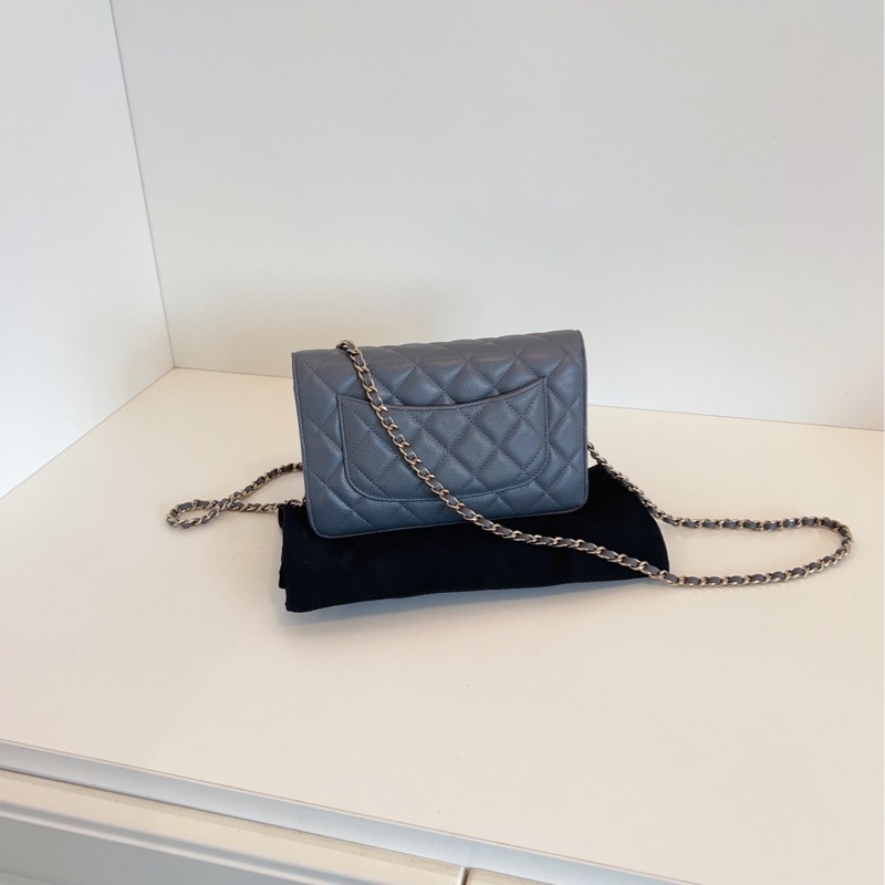 【99新閒置🆕】Chanel 灰金荔枝皮Woc發財包 斜挎包-1