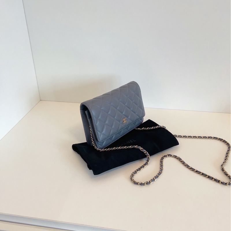 【99新閒置🆕】Chanel 灰金荔枝皮Woc發財包 斜挎包-2