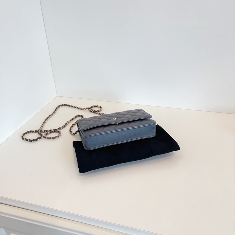 【99新閒置🆕】Chanel 灰金荔枝皮Woc發財包 斜挎包-4