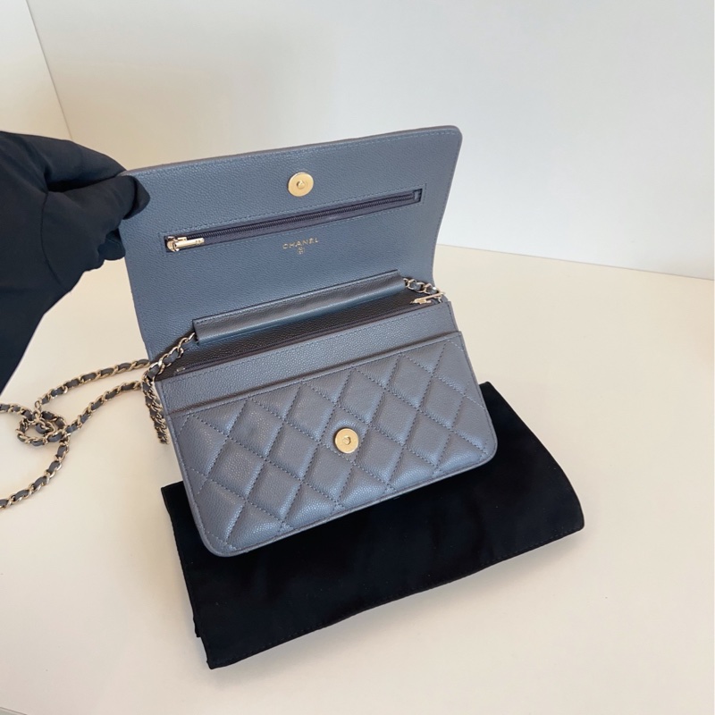 【99新閒置🆕】Chanel 灰金荔枝皮Woc發財包 斜挎包-6