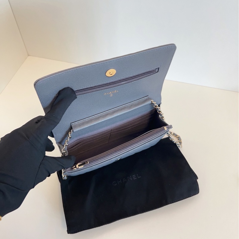 【99新閒置🆕】Chanel 灰金荔枝皮Woc發財包 斜挎包-7