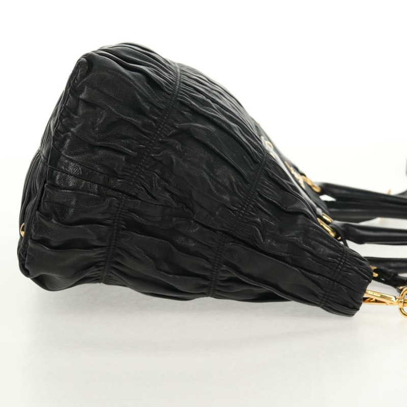 【日本直送】PRADA 皮革雙肩托特包 黑色金色 Auth am9760V-3