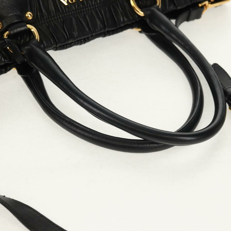 【日本直送】PRADA 皮革雙肩托特包 黑色金色 Auth am9760V-6