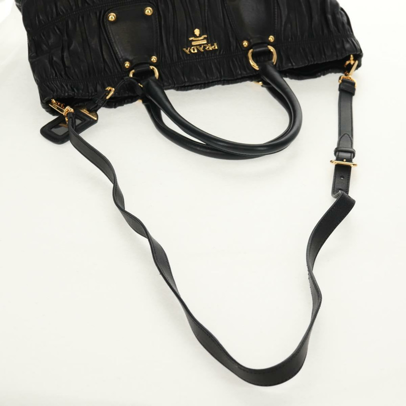 【日本直送】PRADA 皮革雙肩托特包 黑色金色 Auth am9760V-7