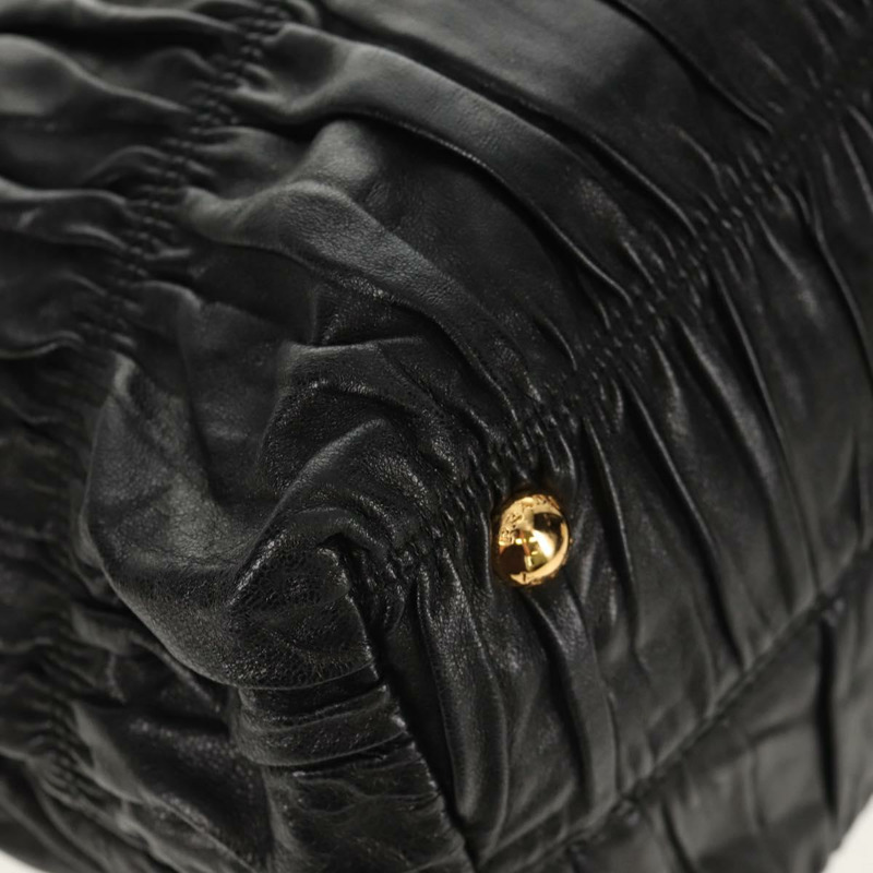 【日本直送】PRADA 皮革雙肩托特包 黑色金色 Auth am9760V-16