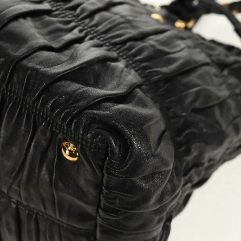 【日本直送】PRADA 皮革雙肩托特包 黑色金色 Auth am9760V-17