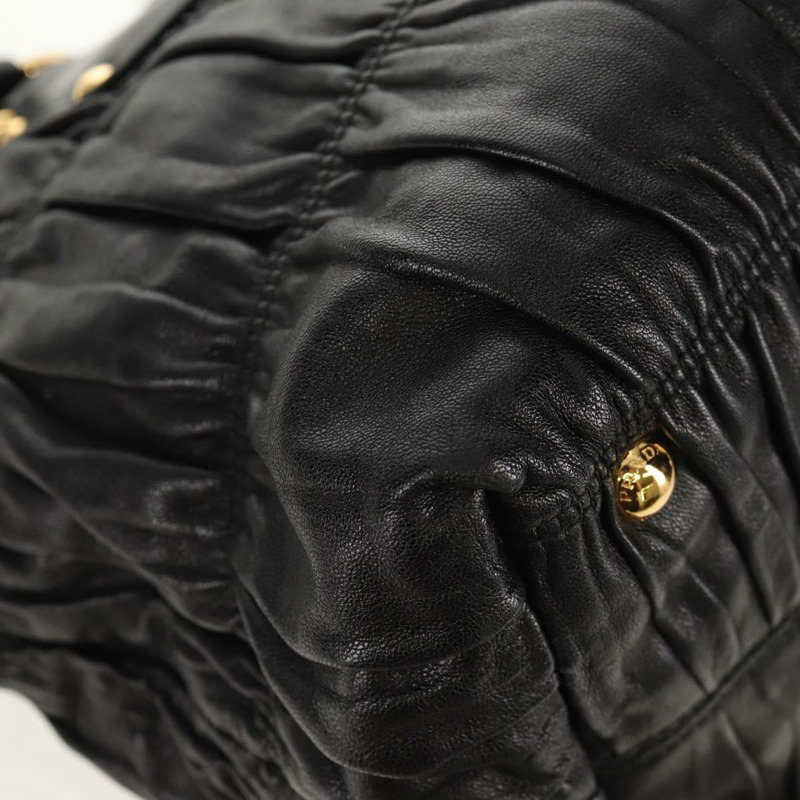 【日本直送】PRADA 皮革雙肩托特包 黑色金色 Auth am9760V-18