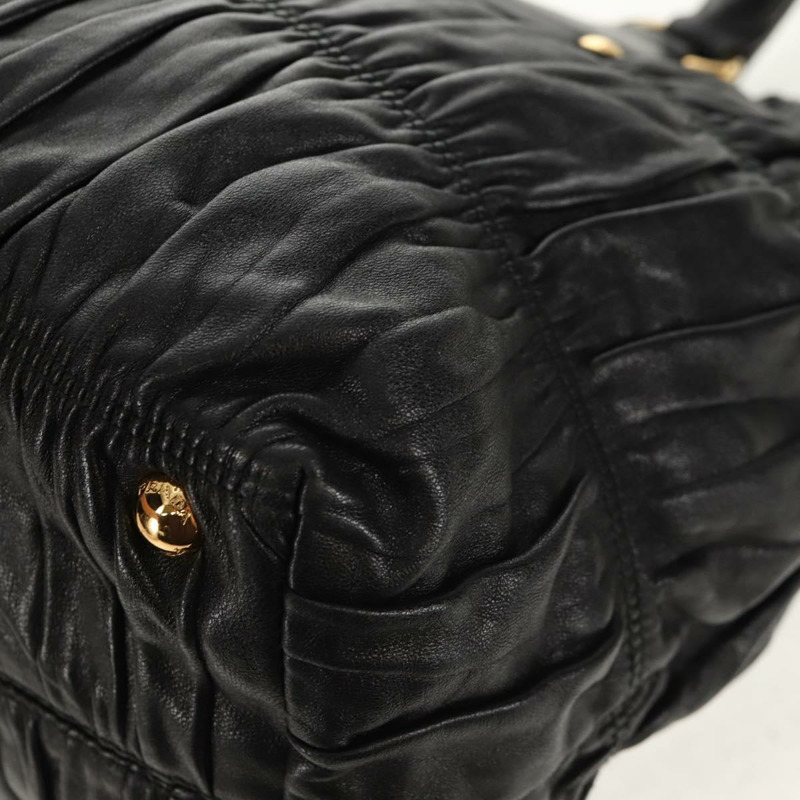 【日本直送】PRADA 皮革雙肩托特包 黑色金色 Auth am9760V-19