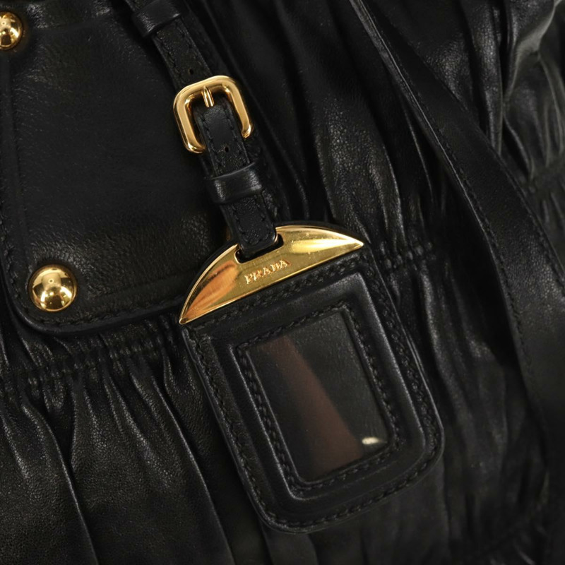 【日本直送】PRADA 皮革雙肩托特包 黑色金色 Auth am9760V-20