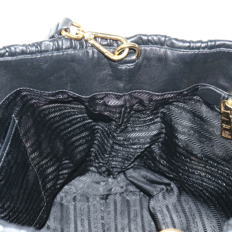 【日本直送】PRADA 皮革雙肩托特包 黑色金色 Auth am9760V-23