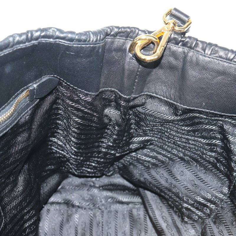 【日本直送】PRADA 皮革雙肩托特包 黑色金色 Auth am9760V-24