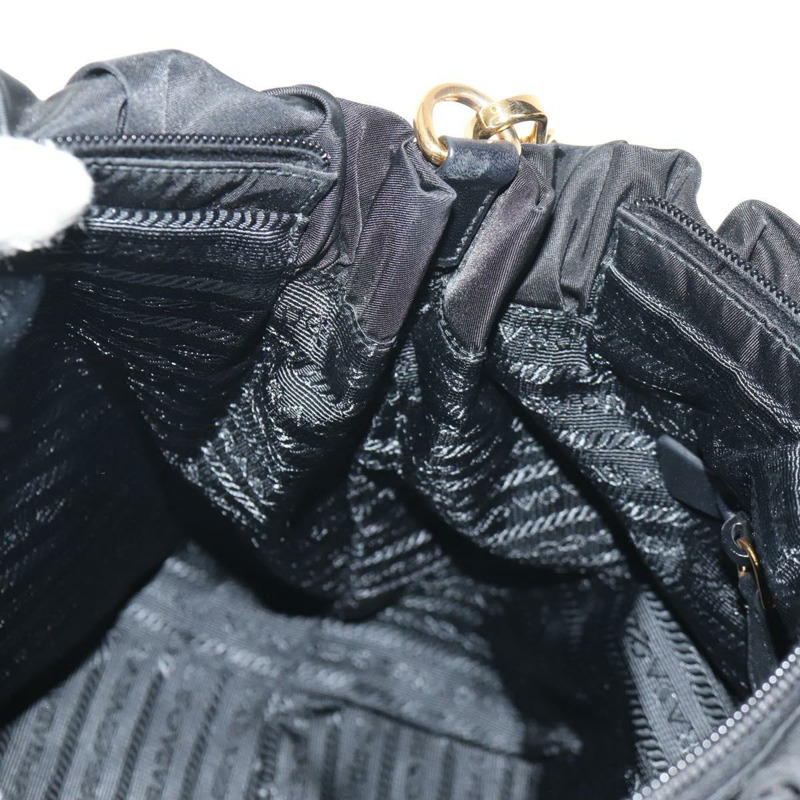 【日本直送】PRADA 尼龍雙肩包 黑色金色 Auth am9761V-24