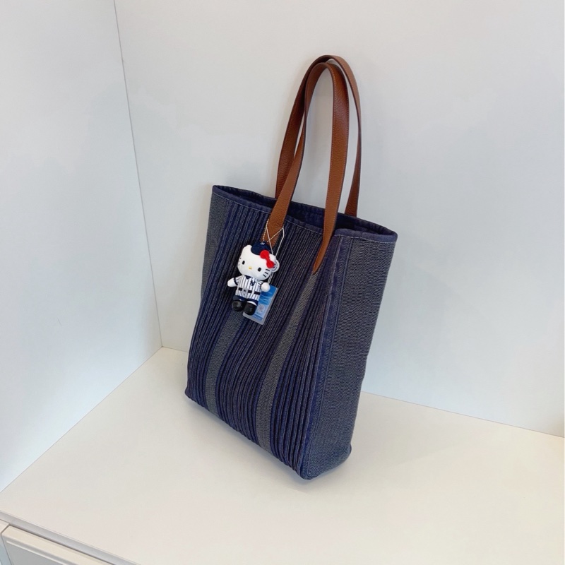 【98新🆕】Hermes vintage條紋牛仔拼皮Garden tote 竪款 單肩包-1