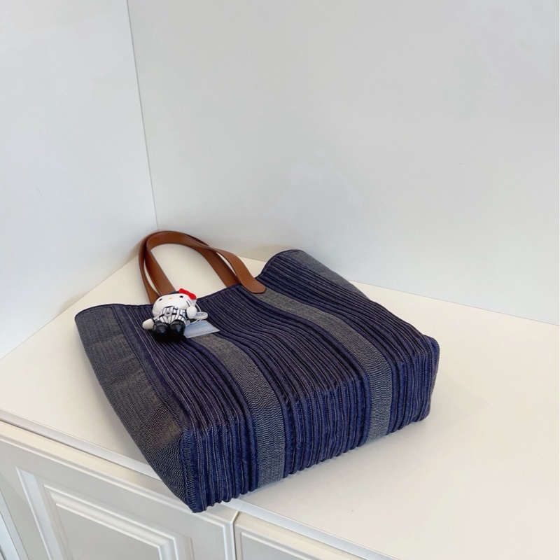 【98新🆕】Hermes vintage條紋牛仔拼皮Garden tote 竪款 單肩包-4