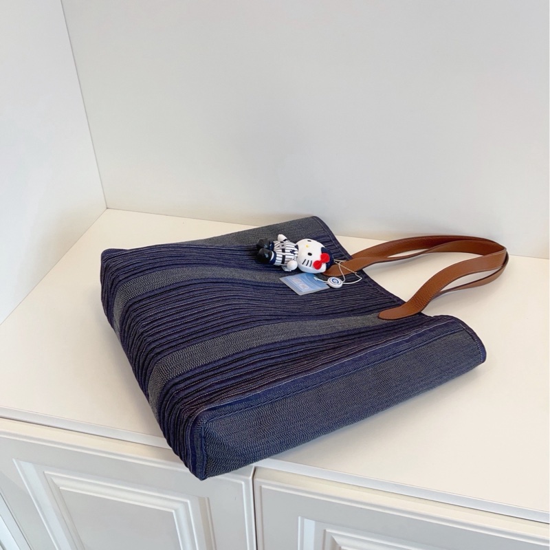 【98新🆕】Hermes vintage條紋牛仔拼皮Garden tote 竪款 單肩包-5