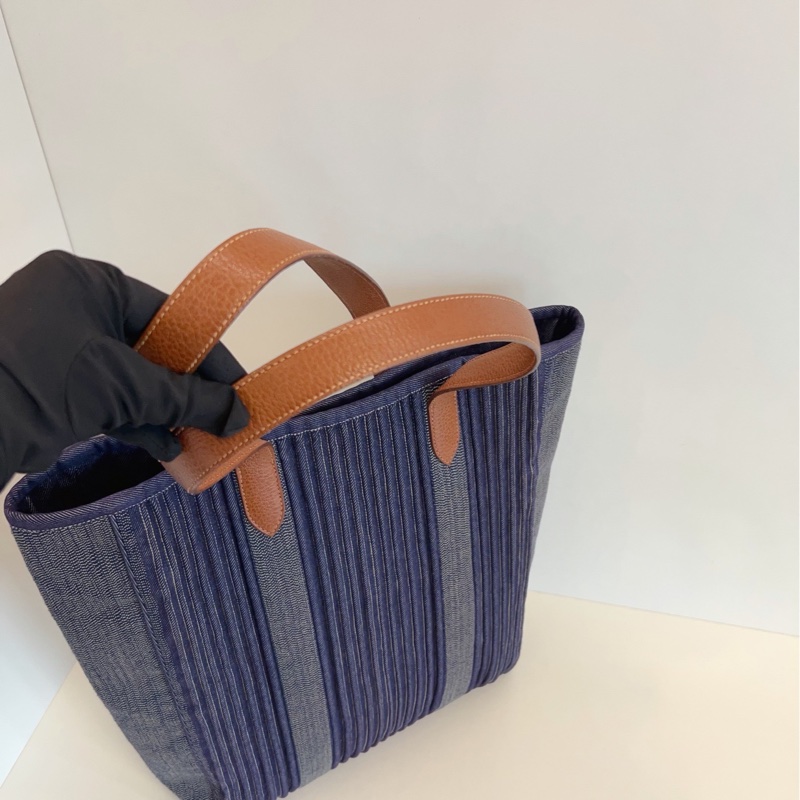 【98新🆕】Hermes vintage條紋牛仔拼皮Garden tote 竪款 單肩包-6