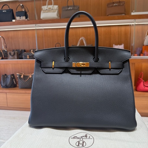 Hermes Birkin 35cm TOGO 愛馬仕鉑金包 R刻 黑色/金扣