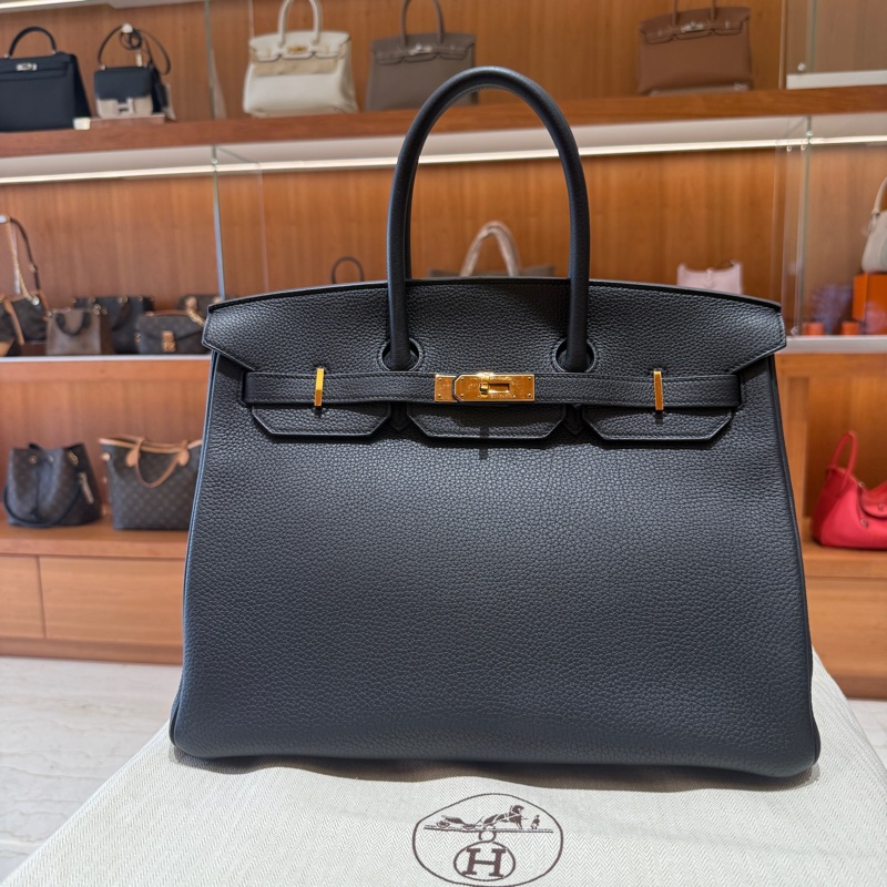 Hermes Birkin 35cm TOGO 愛馬仕鉑金包 R刻 黑色/金扣-0