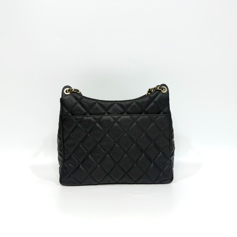 CHANEL黑金粒紋牛皮23P天貓大號HOBO/AS3693-1