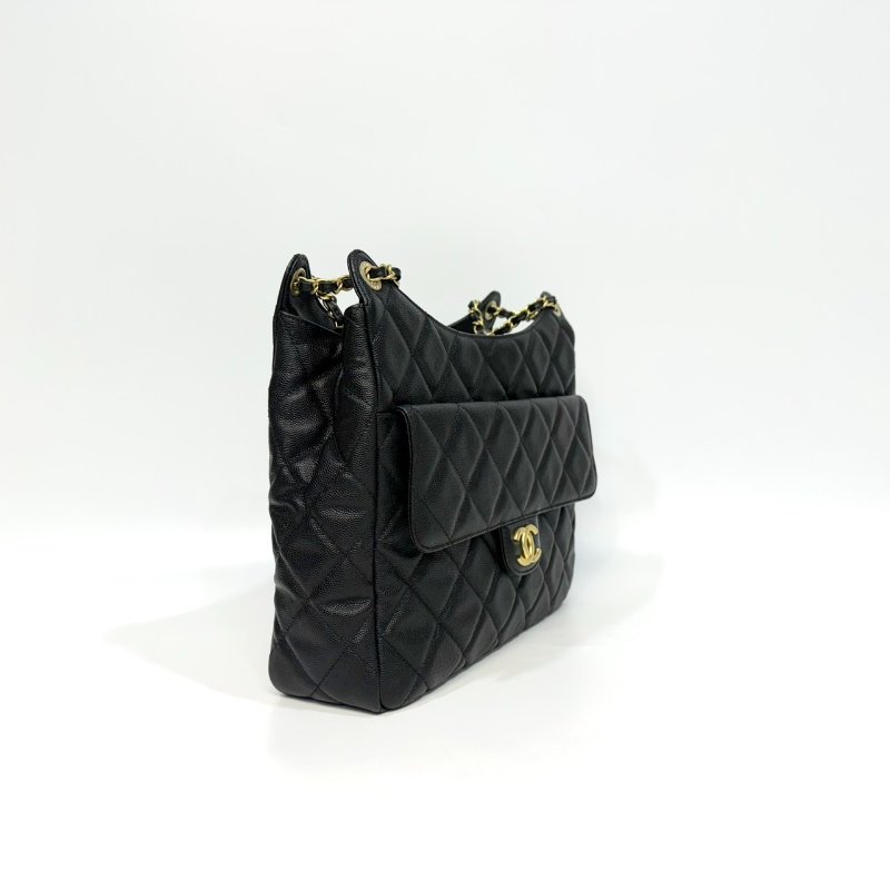 CHANEL黑金粒紋牛皮23P天貓大號HOBO/AS3693-2