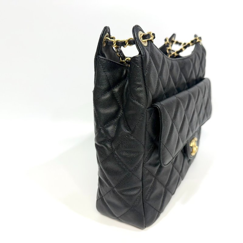 CHANEL黑金粒紋牛皮23P天貓大號HOBO/AS3693-5