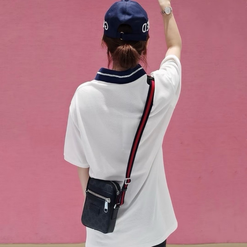 Gucci GG Supreme 老花黑色郵差包-0