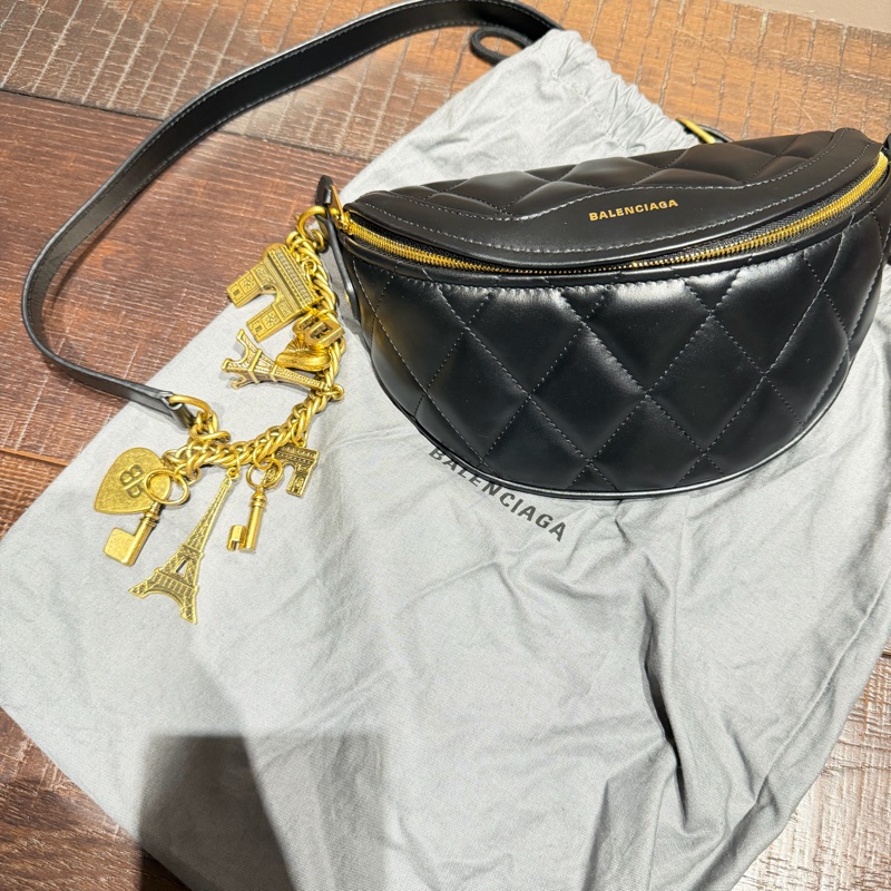 Balenciaga 巴黎世家 99新艾菲爾鐵塔鏈條裝飾 腰包/斜挎包-0