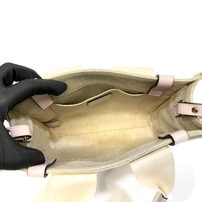 CHLOE粉色牛皮亞麻帆布小號WOODY手提側背CHC21WS397-5