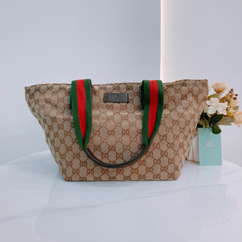 MS0394 GUCCI 古馳經典花紋單肩包包GG SUPREME 25CM TOTE BAG WITH ZIPPER CANVAS-0
