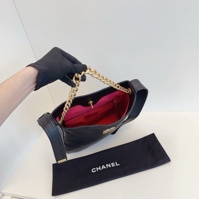 【閒置帶膜🆕】Chanel  21k黑金嬉皮Hobo郵差 芯片款小號 手提包單肩包-7