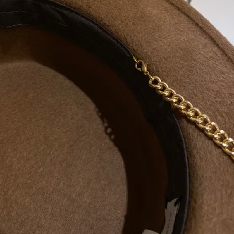 RUSLAN BAGINSKIY 金鍊毛氈紳士帽 平頂帽-6