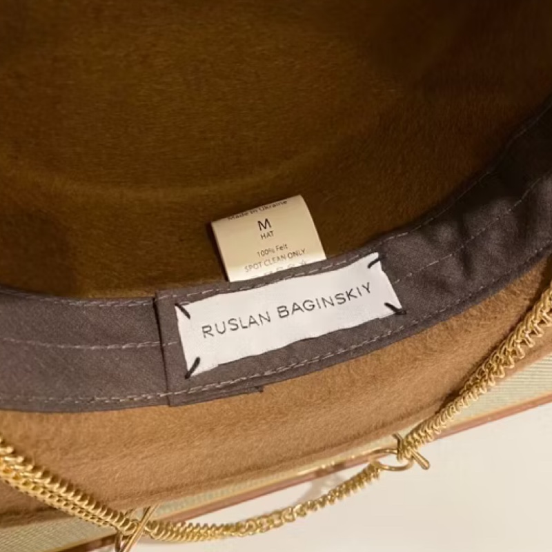 RUSLAN BAGINSKIY 金鍊毛氈紳士帽 平頂帽-7