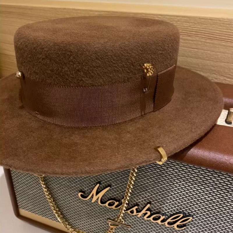 RUSLAN BAGINSKIY 金鍊毛氈紳士帽 平頂帽-8