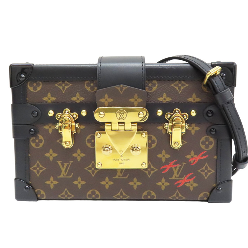 棕色 原花 帆布 黑色 牛皮飾邊 PETITE MALLE 硬殼包【LOUIS VUITTON LV 路易威登】 M45943-0