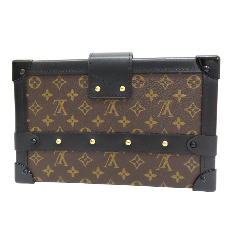 棕色 原花 帆布 黑色 牛皮飾邊 PETITE MALLE 硬殼包【LOUIS VUITTON LV 路易威登】 M45943-1